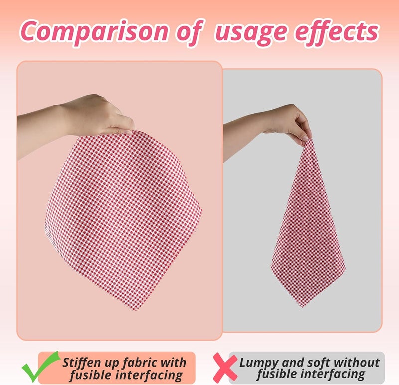 HTVRONT Medium Weight Fusible Interfacing for Sewing - 13in*22Yard Interfacing Fabric for Sewing, Non-Woven Interfacing Iron-on Polyester Single-Sided Interfacing for Crafting Quilting Sewing DIY - Image 3